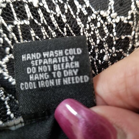 Candalite Women's Formal Black & Gray Lace Knee Length Round Neck Lined Size M - Picture 9 of 10